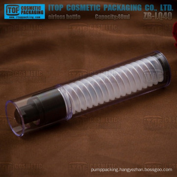 ZB-LQ40 40ml unique design with a stackable inner tube slim round special as transparent airless bottle for cosmetic packaging